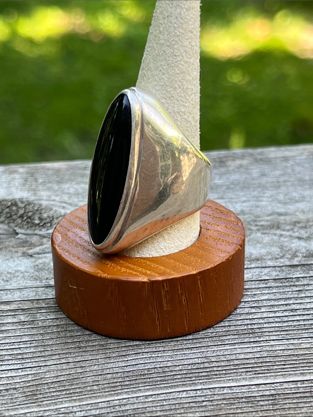 Sterling Silver Oval-Cut Onyx Ring